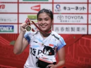Gregoria Mariska Tunjung berhasil mengakhiri penantian 16 tahun Indonesia Indonesian women's singles badminton player Gregoria Mariska Tunjung won her first BWF Super 500 champion title at the Kumamoto Masters Japan 2023. (ANTARA/HO-PP PBSI)