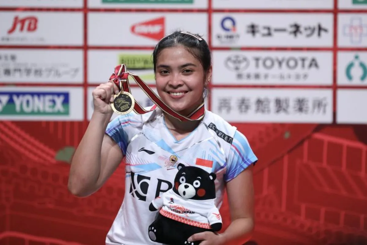 Indonesian women's singles badminton player Gregoria Mariska Tunjung won her first BWF Super 500 champion title at the Kumamoto Masters Japan 2023. (ANTARA/HO-PP PBSI)